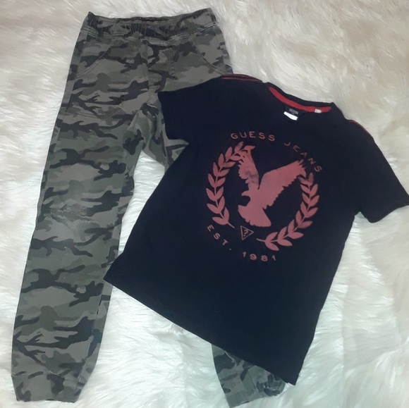 Guess Kids Other - Guess Kids Camo Joggers Pants & Shirt Boys size 7